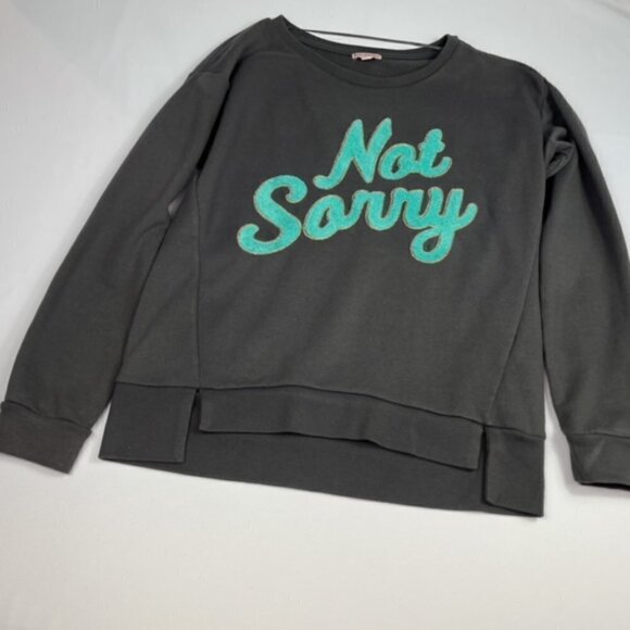 Y2K Juicy "Not Sorry" Gray Embroidered Long Sleeve Vintage Sweatshirt Sz. M - Picture 2 of 4